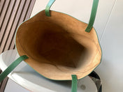 LOEWE 25S PUZZLE FOLD BAG 31 IN AMBER HUNTER GREEN SHINY CALFSKIN