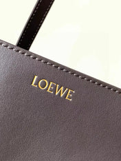 LOEWE 25S PUZZLE FOLD BAG 31 IN SOCOLA AND MAROON SHINY CALFSKIN