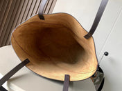 LOEWE 25S PUZZLE FOLD BAG 31 IN SOCOLA AND MAROON SHINY CALFSKIN