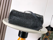 LOEWE 25S WE FONT TOTE BAG 24 IN BLACK RAFFIA FIBER