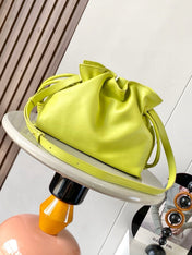 LOEWE 25S LARGE FLAMENCO CLUTCH BAG 30 IN LIME GOLD CALFSKIN