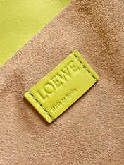 LOEWE 25S LARGE FLAMENCO CLUTCH BAG 30 IN LIME GOLD CALFSKIN