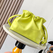 LOEWE 25S LARGE FLAMENCO CLUTCH BAG 30 IN LIME GOLD CALFSKIN