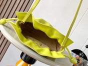 LOEWE 25S MEDIUM FLAMENCO CLUTCH BAG 23 IN LIME GOLD CALFSKIN