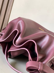 LOEWE 25S LARGE FLAMENCO CLUTCH BAG 30 IN DARK ROSEWOOD CALFSKIN
