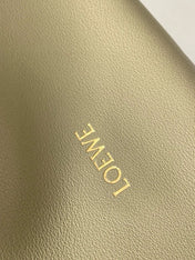 LOEWE 25S LARGE FLAMENCO CLUTCH BAG 30 IN DUSTY KHAKI CALFSKIN