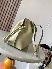 LOEWE 25S MEDIUM FLAMENCO CLUTCH BAG 23 IN DUSTY KHAKI CALFSKIN