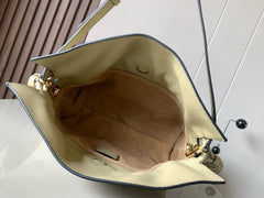 LOEWE 25S MEDIUM FLAMENCO CLUTCH BAG 23 IN DUSTY KHAKI CALFSKIN