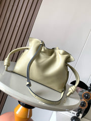 LOEWE 25S MEDIUM FLAMENCO CLUTCH BAG 23 IN DUSTY KHAKI CALFSKIN