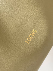 LOEWE 25S MEDIUM FLAMENCO CLUTCH BAG 23 IN DUSTY KHAKI CALFSKIN