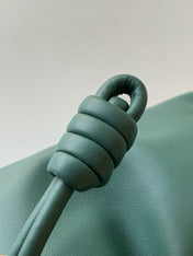 LOEWE 25S MEDIUM FLAMENCO CLUTCH BAG 23 IN DEEP TEAL CALFSKIN