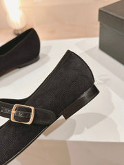 mary jane flat black corduroy