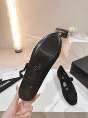 mary jane flat black corduroy