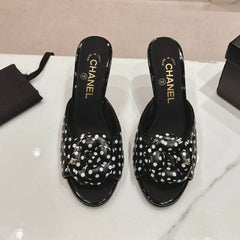 Double C New Camellia High Heel Black/White Caro