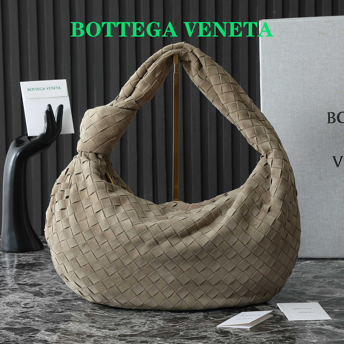 BOTTEGA VENETA 25S SMALL JODIE 48 IN MUTED TAUPE SUEDE GOLD HARDWARE