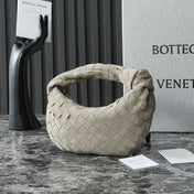 BOTTEGA VENETA 25S MINI JODIE 28 IN MUTED TAUPE SUEDE GOLD HARDWARE