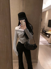 MIUMIU TWO-PIECE COLLARED KNIT SET STYLE 445