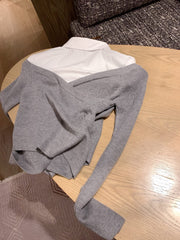 MIUMIU TWO-PIECE COLLARED KNIT SET STYLE 445