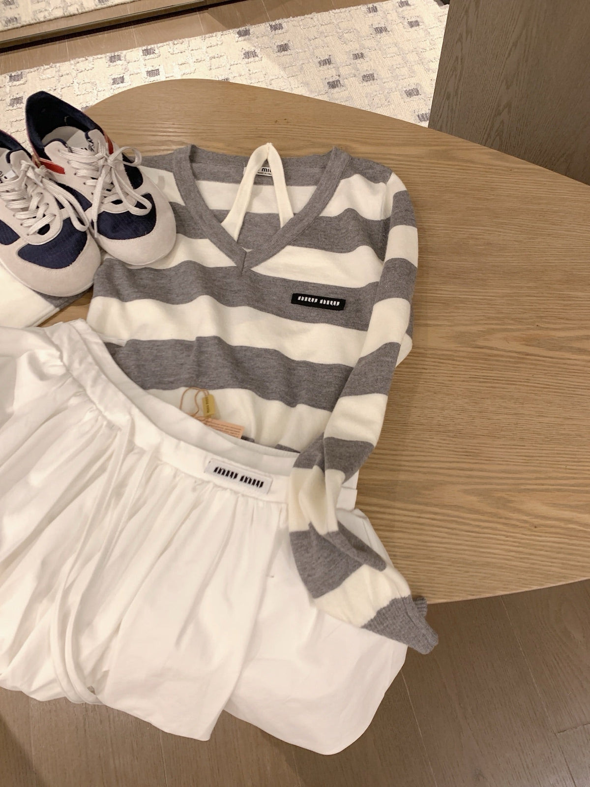 MIUMIU TOP AND SKIRT SET STYLE 443