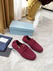 PRADA 25S LOAFERS IN DARK RED SUEDE