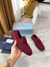 PRADA 25S LOAFERS IN DARK RED SUEDE