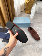 PRADA 25S LOAFERS IN BROWN SUEDE
