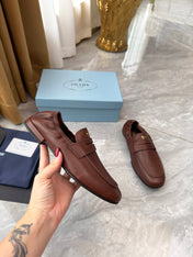 PRADA 25S LOAFERS IN BROWN CALFSKIN