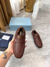 PRADA 25S LOAFERS IN BROWN CALFSKIN