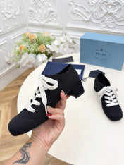 PRADA 25S MARY JANE SHOES 55 MM IN BLACK CANVAS FABRIC