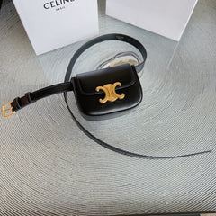 CL BELT BAG TRIOMPHE 25 MM BELT TRIOMPHE BLACK CALFSKIN GOLD HARDWARE