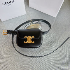 CL BELT BAG TRIOMPHE 25 MM BELT TRIOMPHE BLACK CALFSKIN GOLD HARDWARE