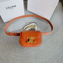 CL BELT BAG TRIOMPHE 25 MM BELT TRIOMPHE ORANGE CALFSKIN GOLD HARDWARE