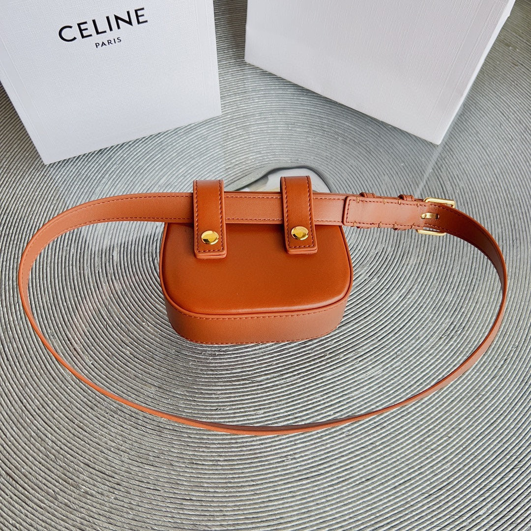 CL BELT BAG TRIOMPHE 25 MM BELT TRIOMPHE ORANGE CALFSKIN GOLD HARDWARE