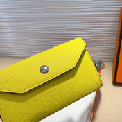 HM KELLY LEMON YELLOW POCKET 18MM BELT CINNAMON BROWN LEATHER SILVER HARDWARE