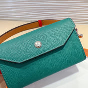 HM KELLY TEAL GREEN POCKET 18MM BELT CHERRY RED LEATHER SILVER HARDWARE