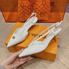 LV LOW HEEL SLINGBACK WHITE