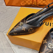 LV LOW HEEL SLINGBACK MONOGRAM CANVAS