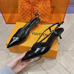 LV LOW HEEL SLINGBACK BLACK