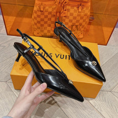 LV LOW HEEL SLINGBACK BLACK
