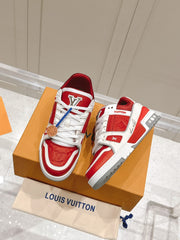 LV TRAINER SNEAKER IN SARI RED GRAINED CALFSKIN