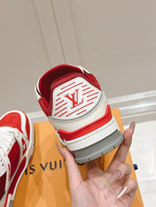 LV TRAINER SNEAKER IN SARI RED GRAINED CALFSKIN