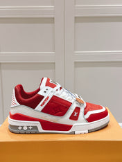 LV TRAINER SNEAKER IN SARI RED GRAINED CALFSKIN