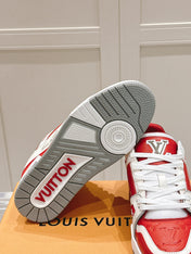 LV TRAINER SNEAKER IN SARI RED GRAINED CALFSKIN