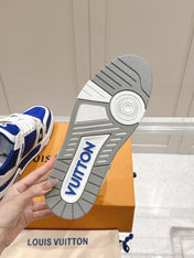 LV TRAINER SNEAKER IN GASTON BLUE GRAINED CALFSKIN