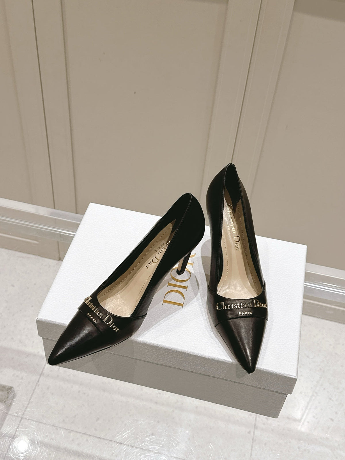 MY DD 25S POINTED TOE PUMP 50MM IN BLACK CALFSKIN