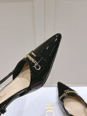 MY DD 25S SLINGBACK PUMP 50MM IN BLACK GLOSSY CALFSKIN