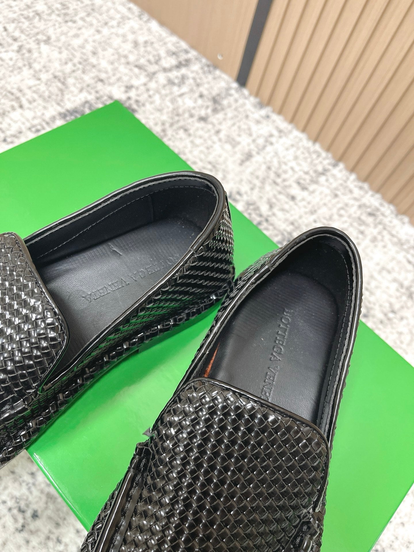 BOTTEGA VENETA 26S LOAFERS IN BLACK INTRECCIATO CALFSKIN