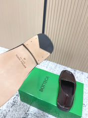BOTTEGA VENETA 26S LOAFERS IN DARK BROWN INTRECCIATO CALFSKIN