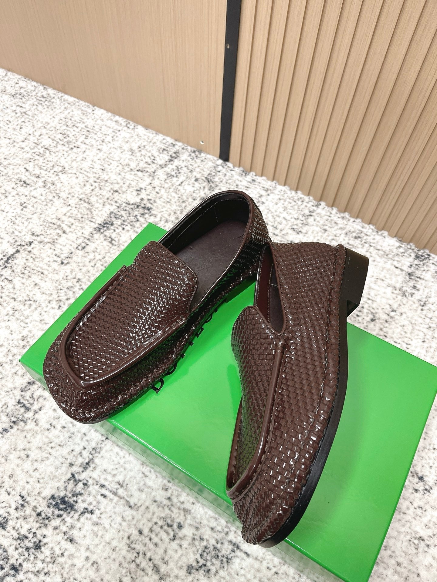 BOTTEGA VENETA 26S LOAFERS IN DARK BROWN INTRECCIATO CALFSKIN