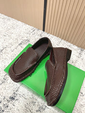 BOTTEGA VENETA 26S LOAFERS IN DARK BROWN INTRECCIATO CALFSKIN